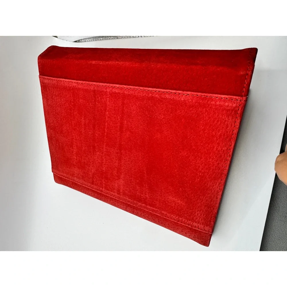 Genuine Red Suede Designer Journal Studded Magnetic Snap 368 Ruled Pages PSJ-01